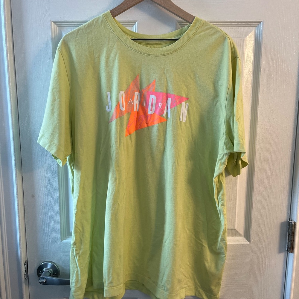 Jordan Neon Green Tee with Orange and White Graphic